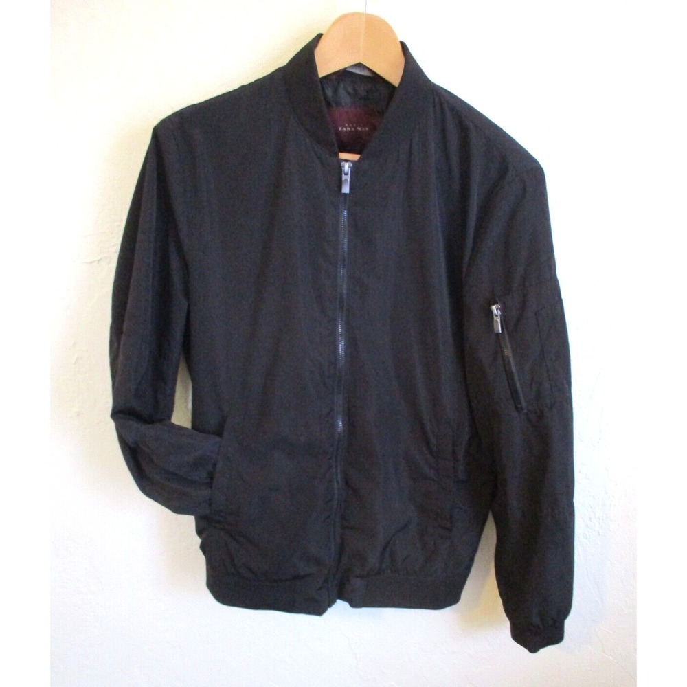Basic Zara Man Black Polyester Jacket Men's US Medium